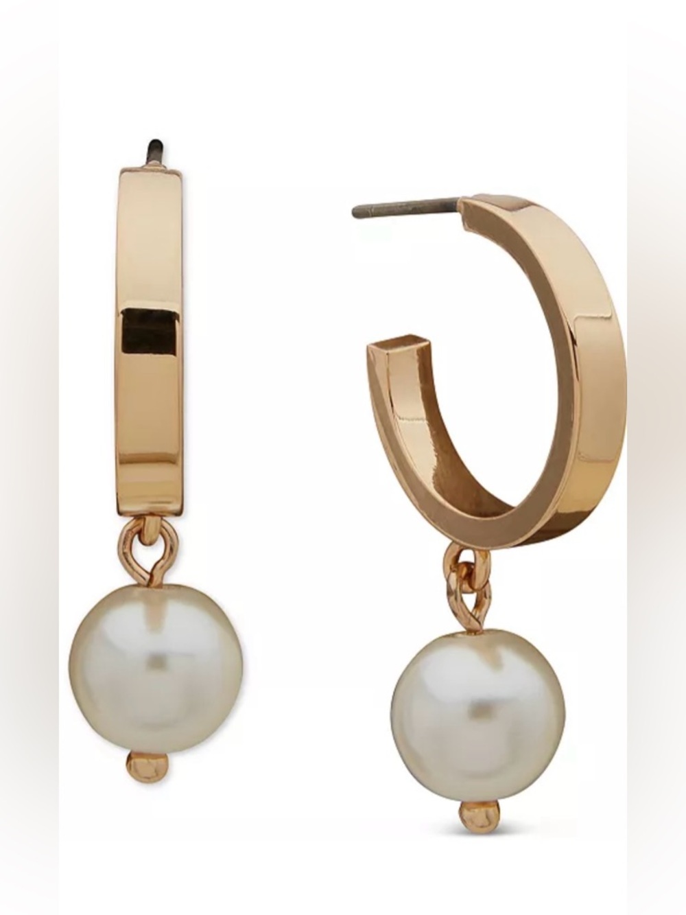 KARL LAGERFELD PARIS
Gold-Tone Imitation Pearl Charm Hoop Earrings - Picture 5 of 5